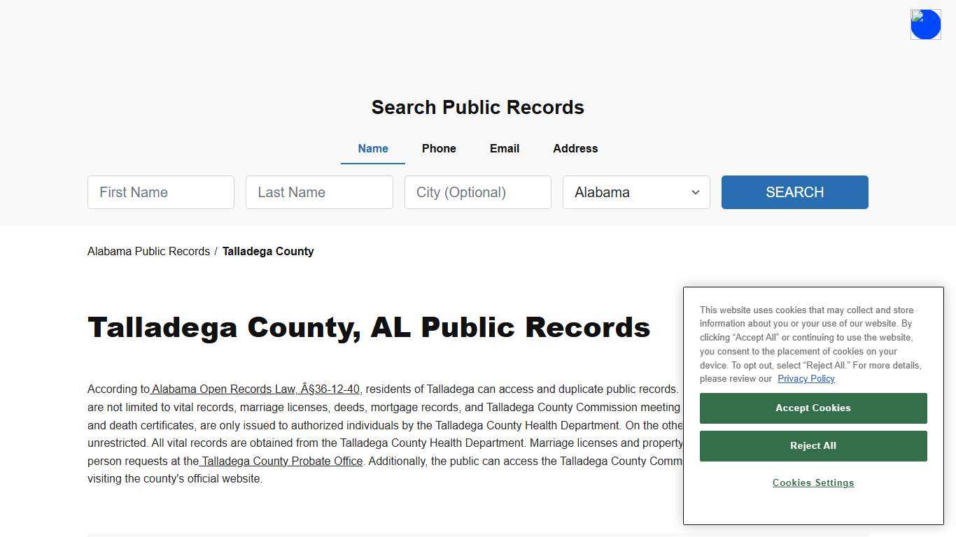 Talladega County, AL Public Court, Arrest and Inmate Records - ThePublicIndex